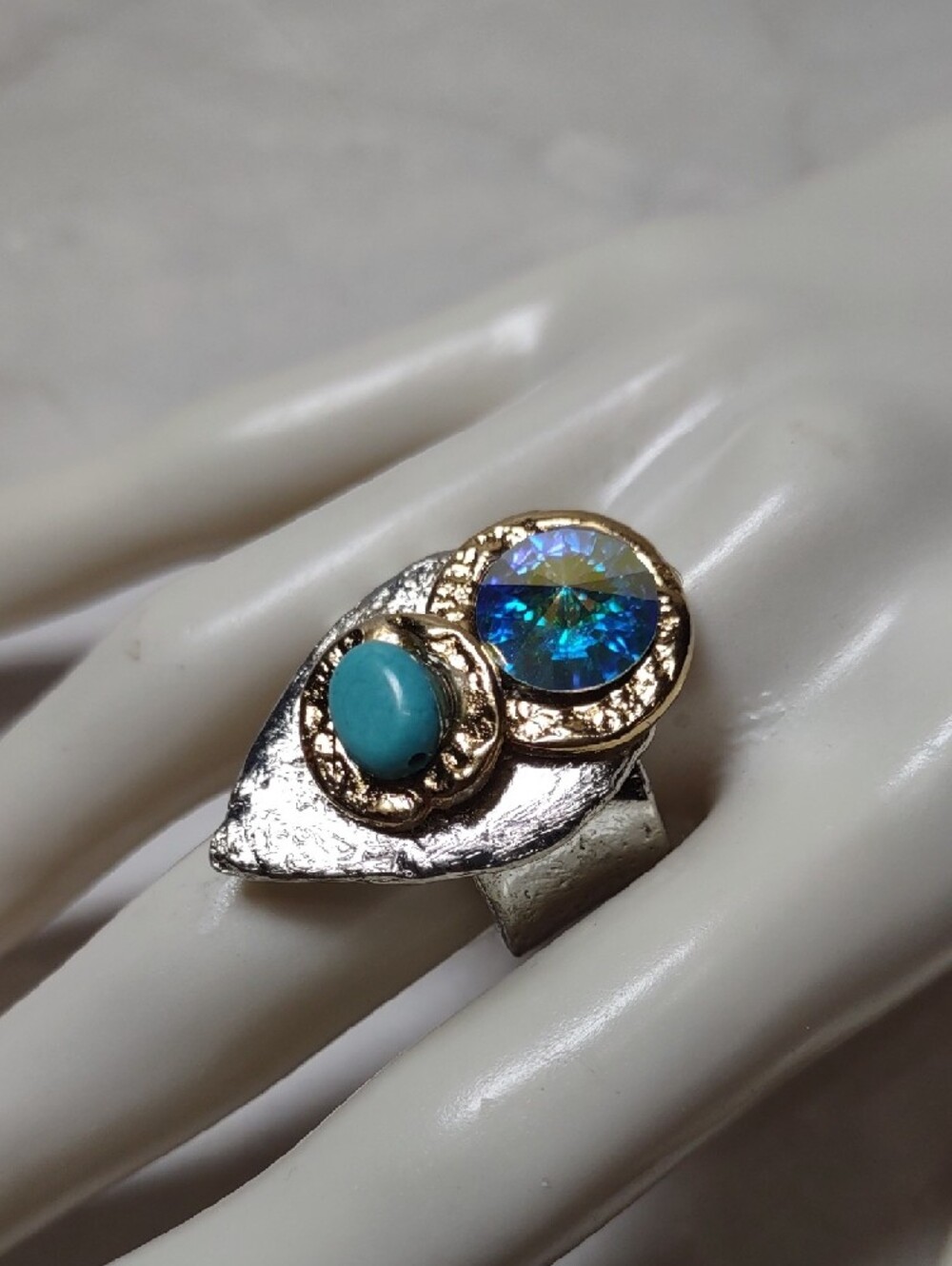 J. Jansen Bold Mixed Media Adjustable Ring